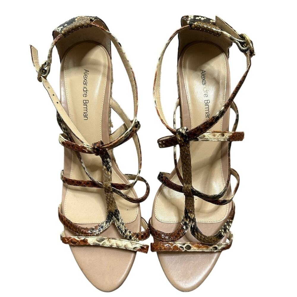 Alexandre Birman Python Wedge Sandals Women's Brown Size 7.5